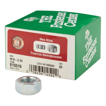 Hillman 915519 M16-2 Hex Steel Nut Box of 25 5305685